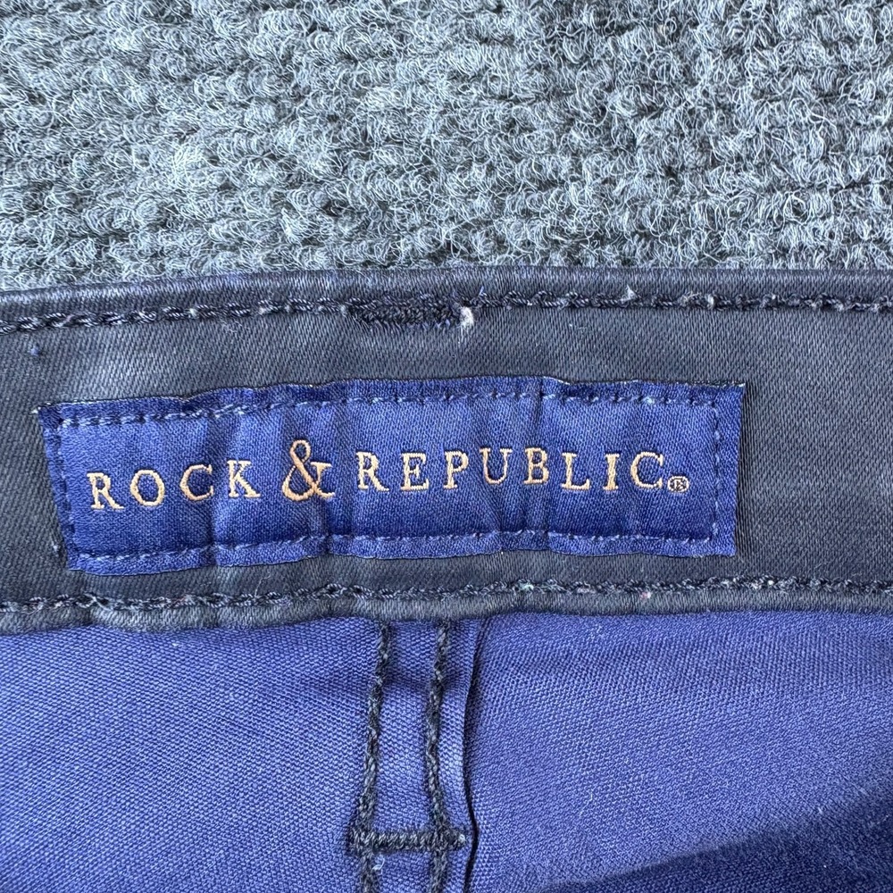 Rock & Republic Berlin Skinny Jeans Womens 28x30 Navy Denim Coated Mid Rise - Picture 10 of 14